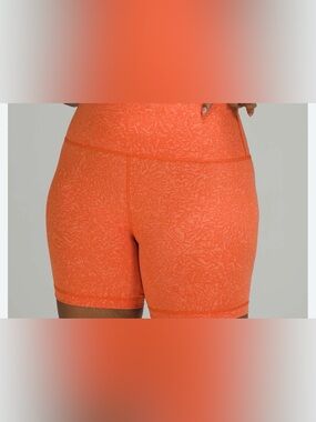 Lululemon Wunder Train Coral Patterned Athletic Bike Shorts Sz XXS